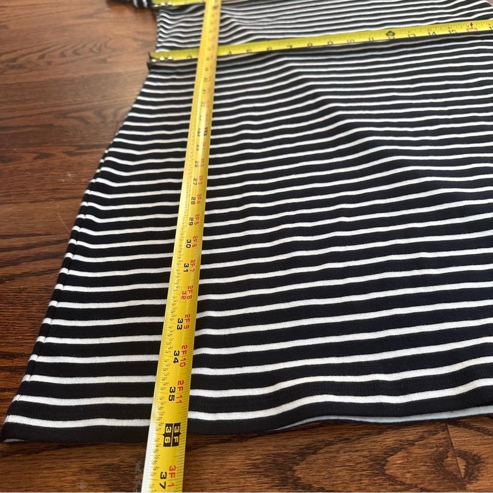 NWT Tommy Hilfiger Black White Striped Knit Red Trim T-shirt V-Neck Dress Size L - Picture 4 of 10